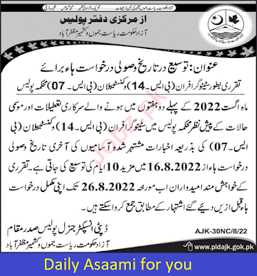Azad Kashmir Police Department Jobs 2022