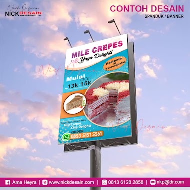 Contoh Desain Spanduk Mile Crepes Warna Biru - Percetakan Tanjungbalai