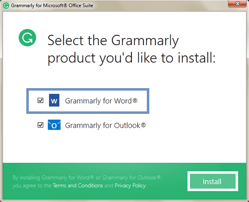 Install Grammarly for word
