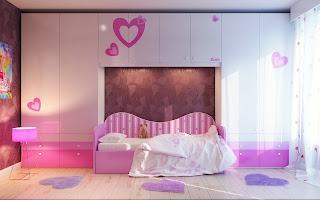 Pink white girls bedroom decor idea