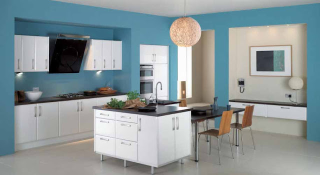 Dapur minimalis warna biru