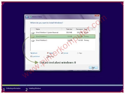 tempat instalasi windows 8
