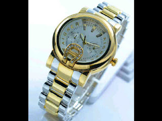 jam tangan Aigner date ring polos chrono variasi silver kombi gold