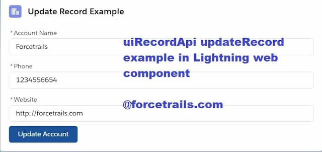 Lightning Web Component wired updateRecord example