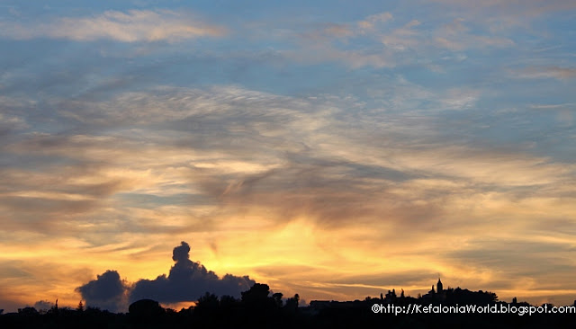 Gestalt shapes and inkblots in Kefalonia sunset