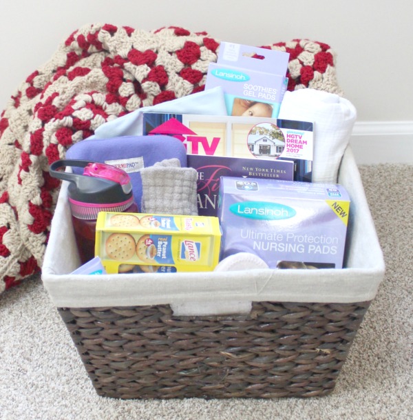 Breastfeeding essential supplies- a basket to keep nearby during nighttime nursing sessions