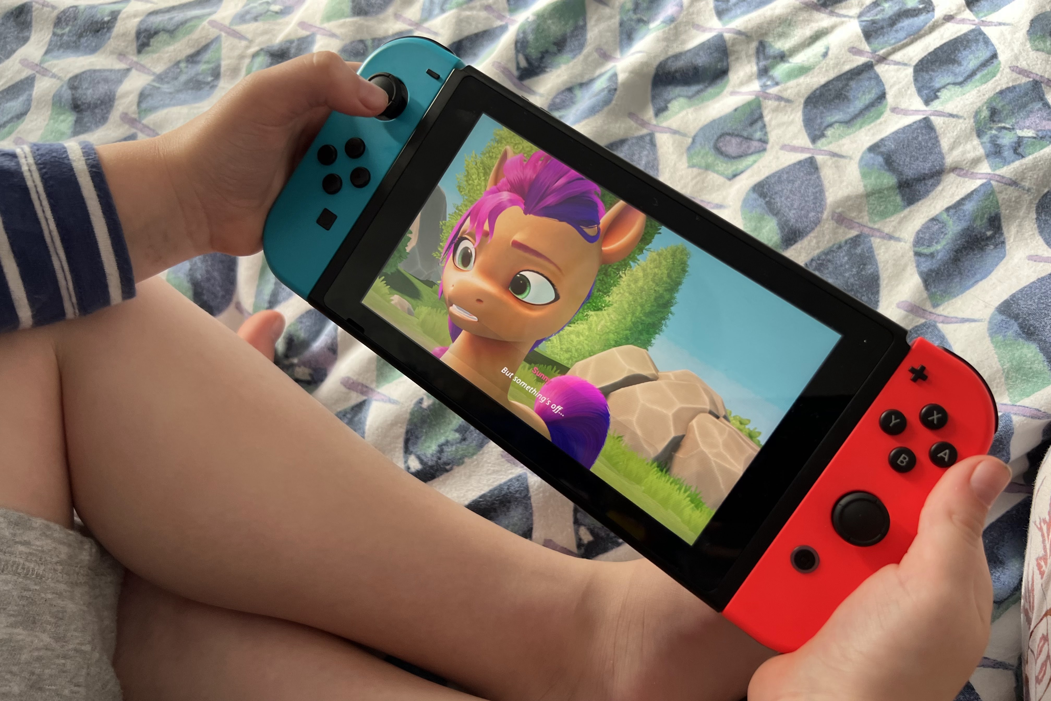 A 6 year old playing My Little Pony game on Nintendo Switch