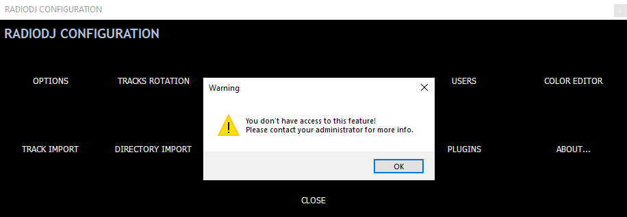 you don't have access to this feature radiodj