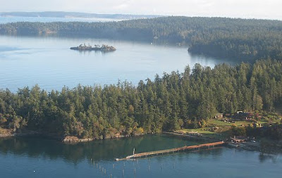 Camp Orkila, Orcas Island, WA, view from small airplane