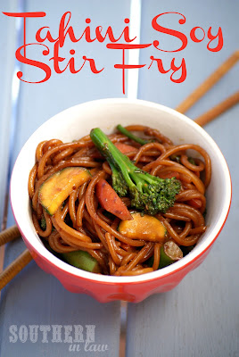 Healthy Tahini Soy Noodle Stir Fry