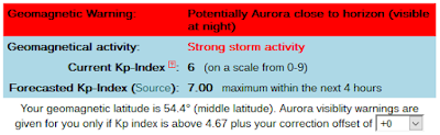potential aurora alert notice from CalSky.com