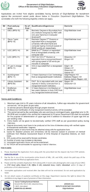 The Secretary Education Office Govt Jobs 2020