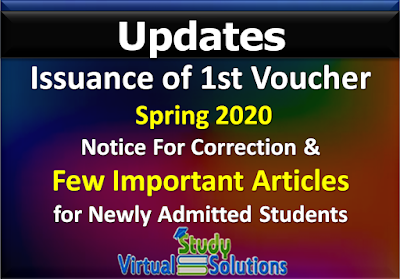 Issuance of 1st Voucher to Continuing Students Spring 2020