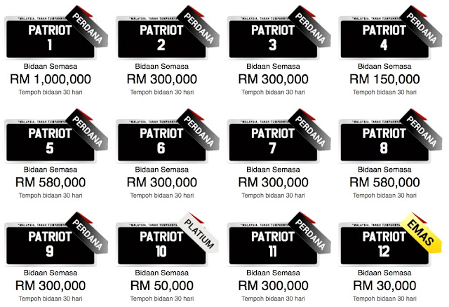 "PATRIOT 1"  Plat Kereta Paling Mahal Di Malaysia 