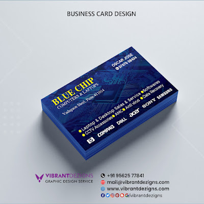 Business Card Design for Computer shop, blue business card design, computer sale service business card, business card for small business, business card design and print thrissur, attractive business card design