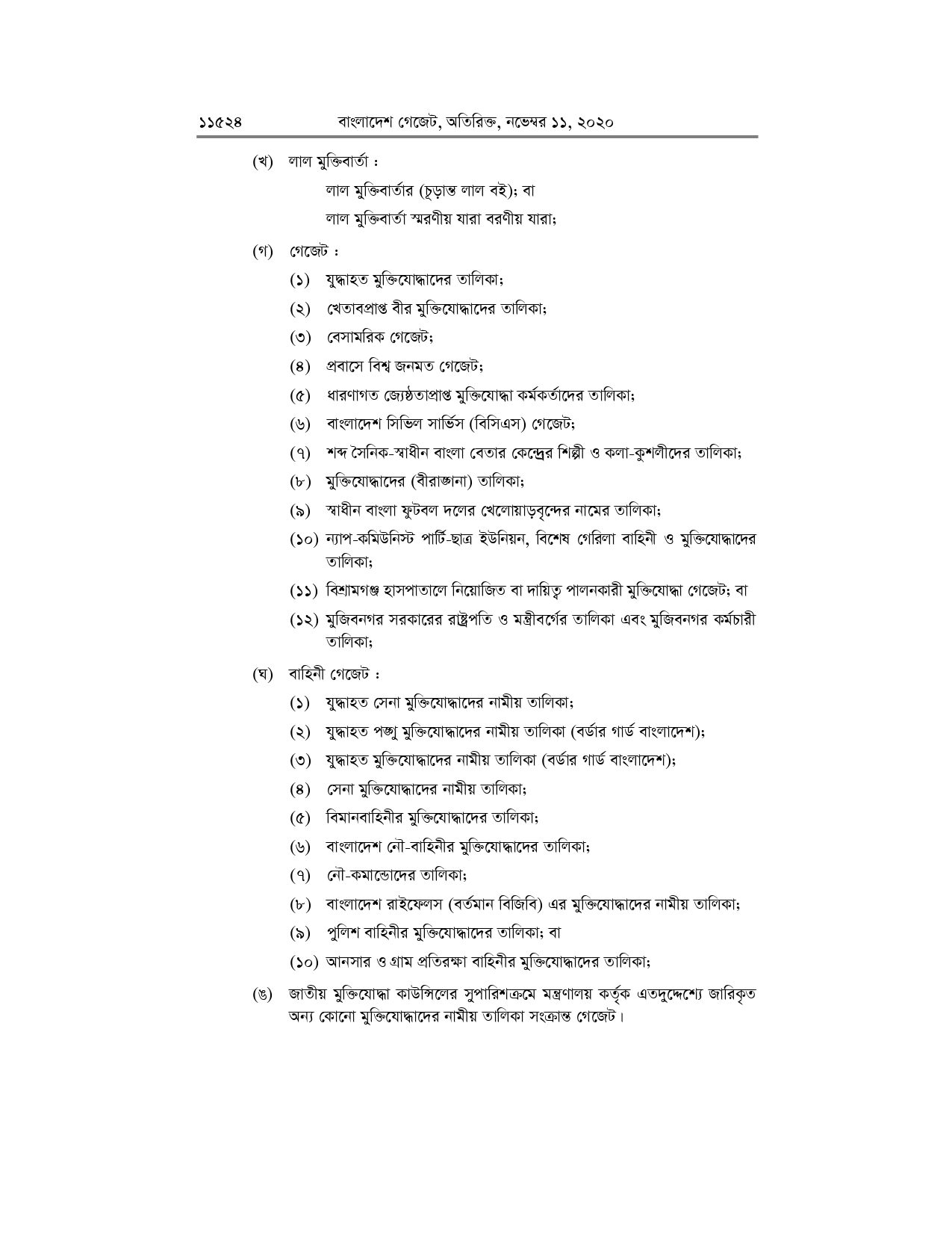 বীর মুক্তিযোদ্ধার মৃত্যুতে রাষ্ট্রীয়ভাবে সম্মান প্রদর্শণ আইন-২০২০