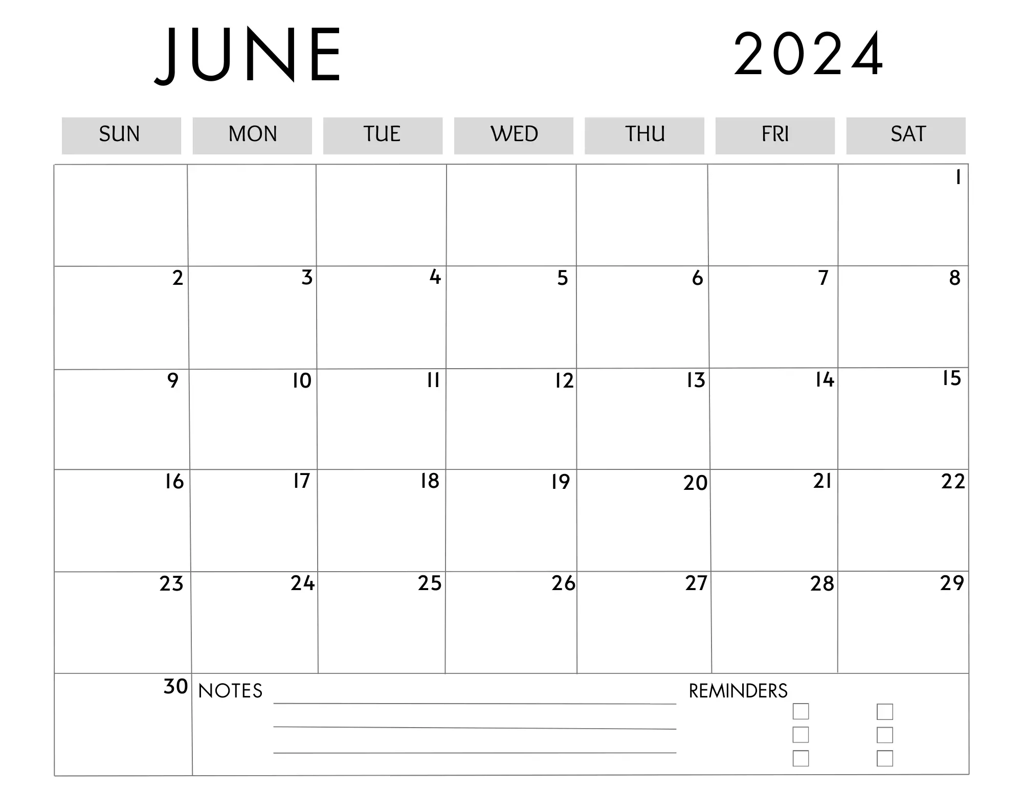 june 2024 calendar printable
