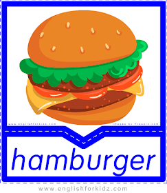 Hamburger - English food flashcards for ESL students