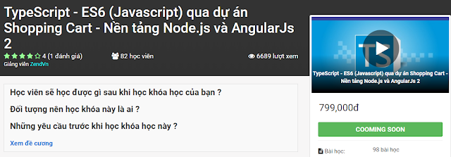 Khóa Học: TypeScript - ES6 (Javascript) qua dự án Shopping Cart - Nền tảng Node.js và AngularJs 2