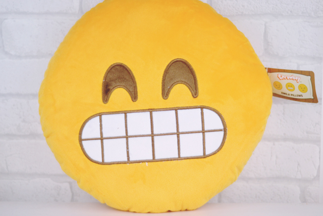 Grinning emoji cushion pillow