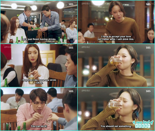  na ri take all the drinks instead of hwa shin at the office gathering as hwa shin takeing the radiation treatment- Jealousy Incarnate - Episode 8 Review