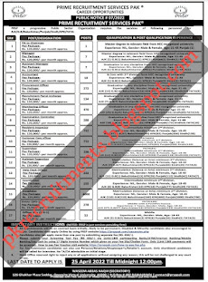Prime Recruitment Services Pak Career Opportunities 2022
