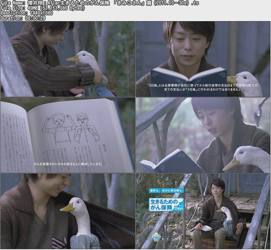 Tvcm Cut Hd Cm 櫻井翔 Aflac生きるためのがん保険 きみこさん 篇 11 10 30s