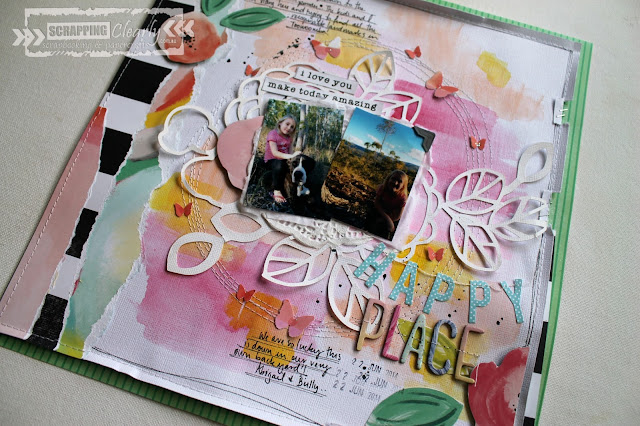 " Happy Place" layout by Bernii Miller for Scrapping Clearly design team, using the Fancy Free collection by Paige Evans. 