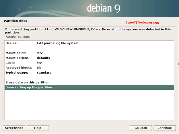 how install debian 9 with lvm