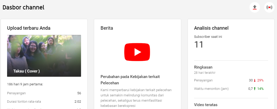 Masuk ke dalam kreator studio youtube