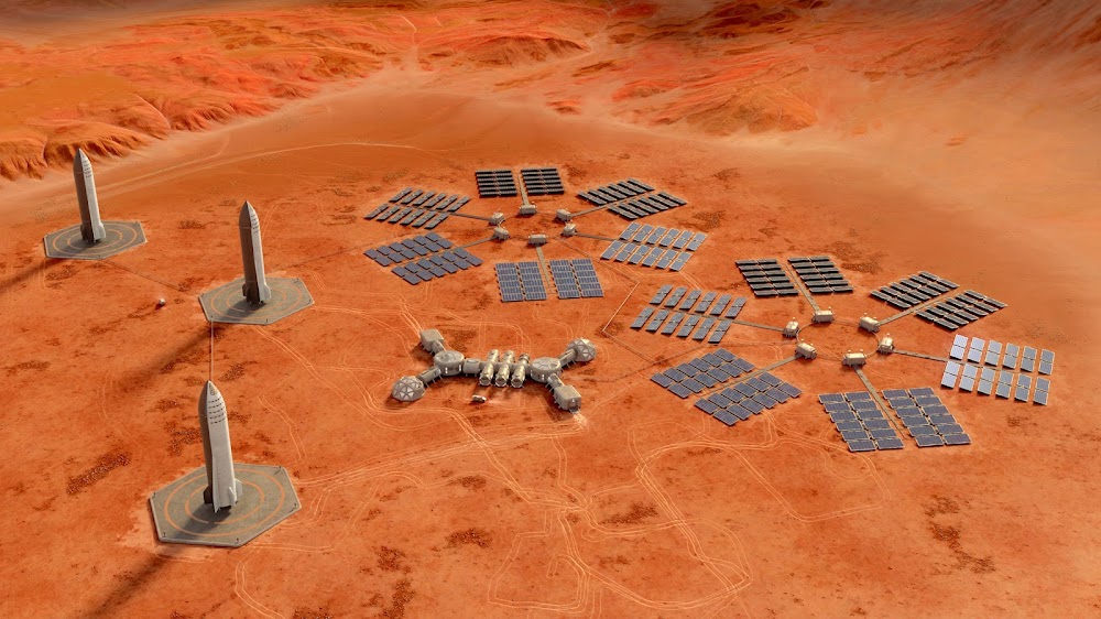 SpaceX Starships at Mars Base Alpha by Konstantin Ermolaev