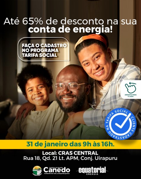 Prefeitura de Senador Canedo e Equatorial promovem cadastro no Programa Tarifa Social
