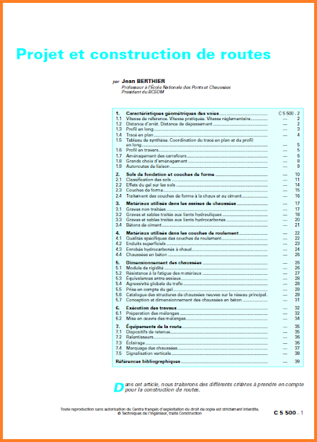 TECHNIQUE D'INGÉNIEURE - Projet et construction de routes