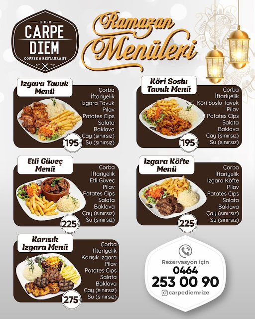 Carpe Diem Restaurant Rize Ramazan 2023 İftar Menüleri ve Fiyatları