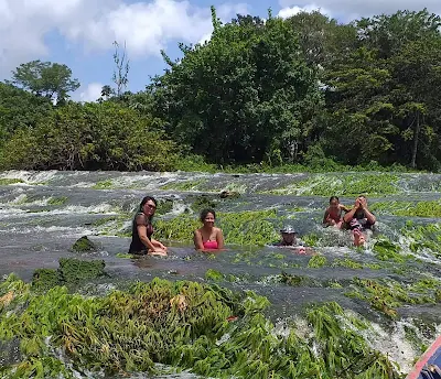 " Shachem Lieuw and friends at Tap a watra falls in Sipaliwini"