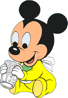 Mickey con vaso de leche