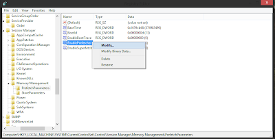 Edit DWORD,modify prefetch,EnablePrefetcher,EnableSuperfetch