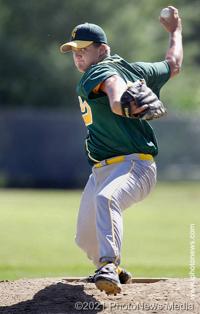 Nick Krisman is ready to fire a pitch over the plate