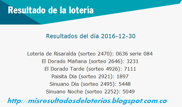 "Claves para Ganar la Loteria"-Resultados loterias diciembre 30 2016