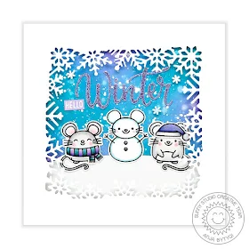 Sunny Studio Stamps: Merry Mice Layered Snowflake Frame Die Winter Themed Holiday Card by Anja Bytyqi