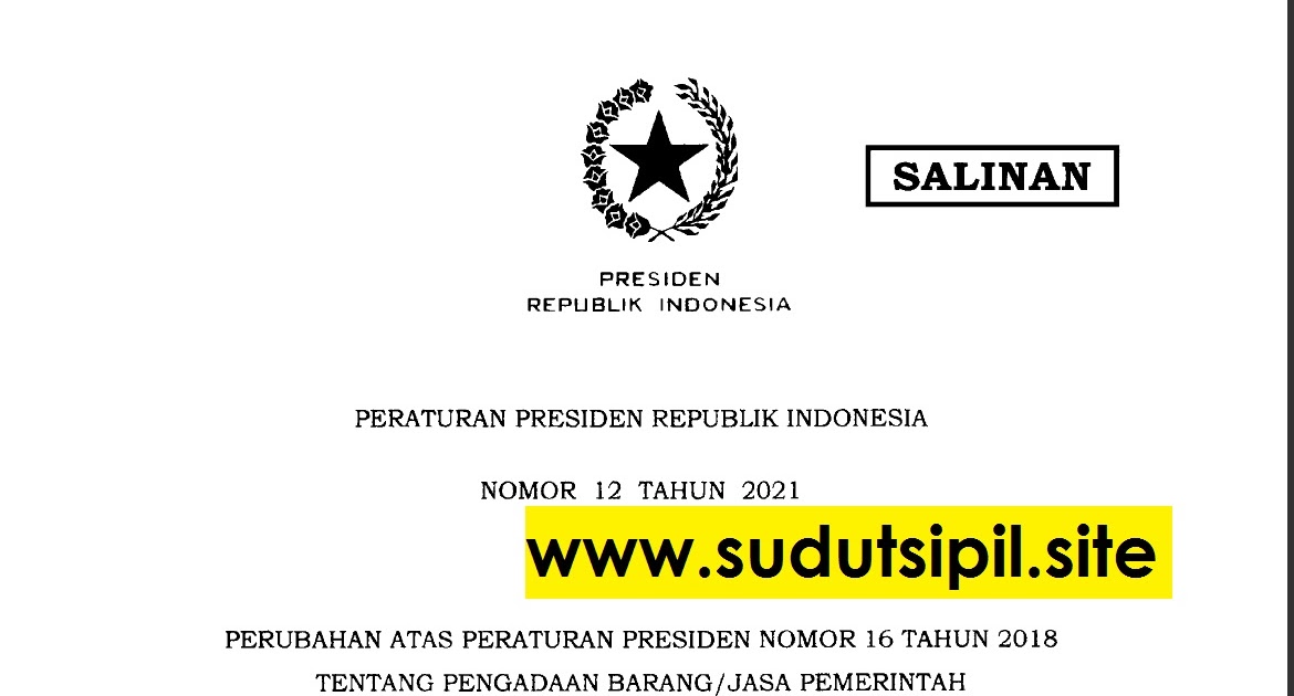 Perpres Pengadaan  Barang  Jasa  Indonesia No 12 Tahun 2022 