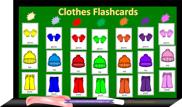 Clothes flashards sorted by color