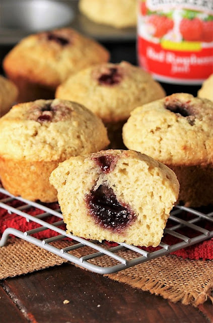 Buttermilk Jam Muffins Filled with Raspberry Jam Image