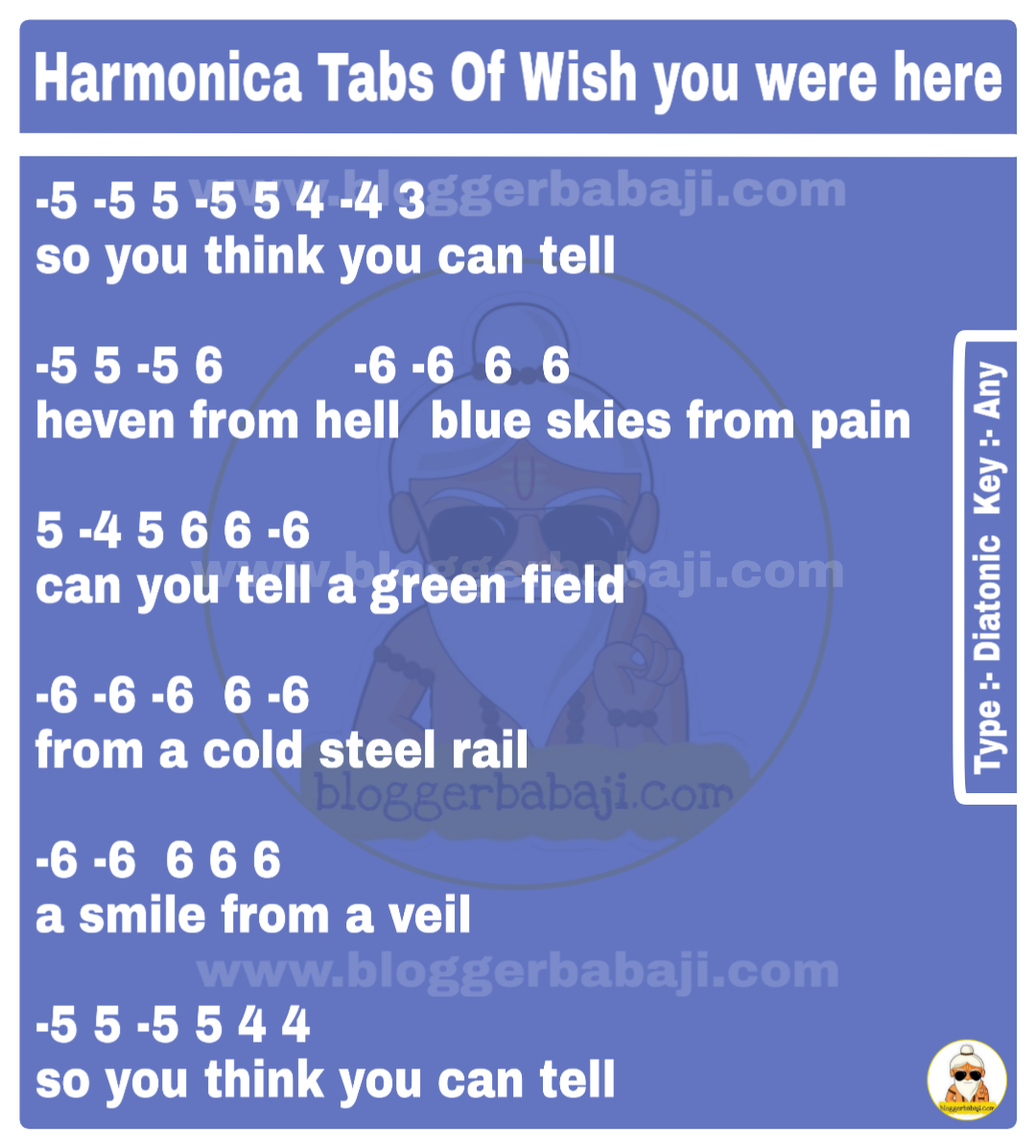 Harmonica Tabs Of Wish You Were Here