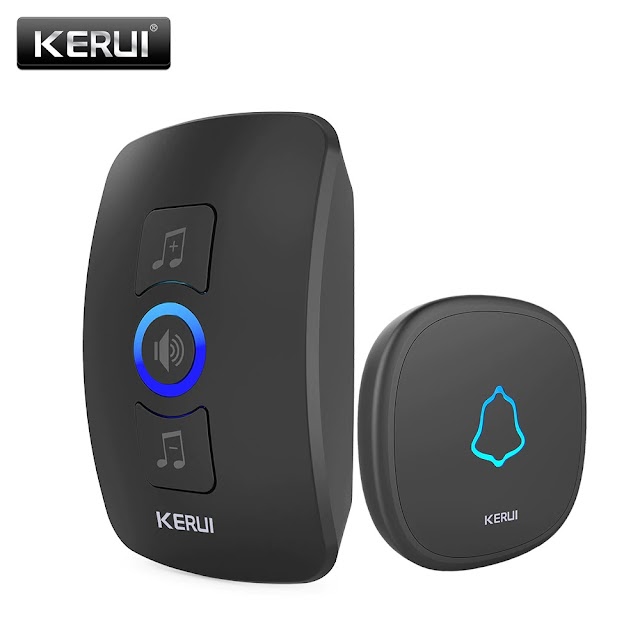 Home Security Welcome Wireless Doorbell Smart Chimes Doorbell Alarm LED light 32 Songs with Waterproof Touch Button