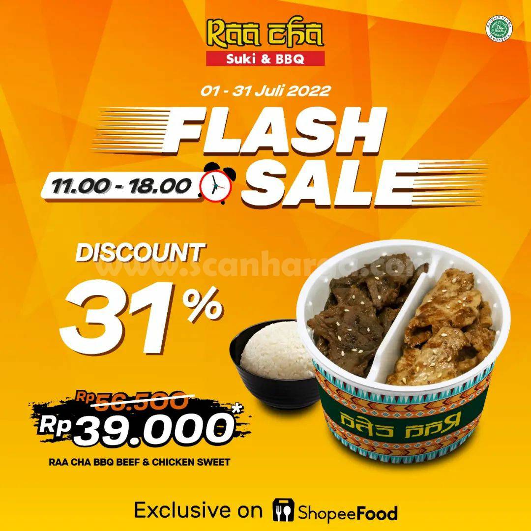 RAA CHA SUKI Promo FLASH SALE - Menu BBQ Beef & Chicken Cuma 39Rb