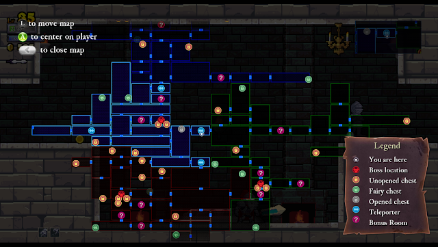 Rogue Legacy - Picture of the map screen, completely explored.