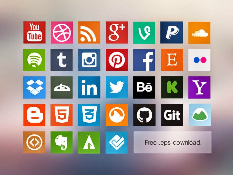 Vector Flat Social Media icon set