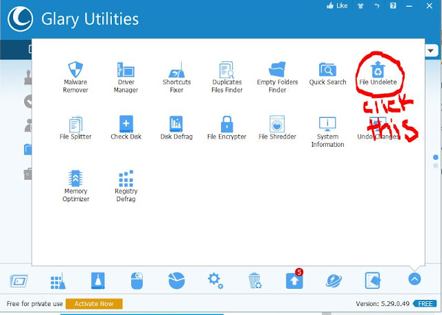 Recover deleted files with glary utilities