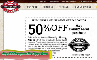 Free Printable Boston Market Coupons